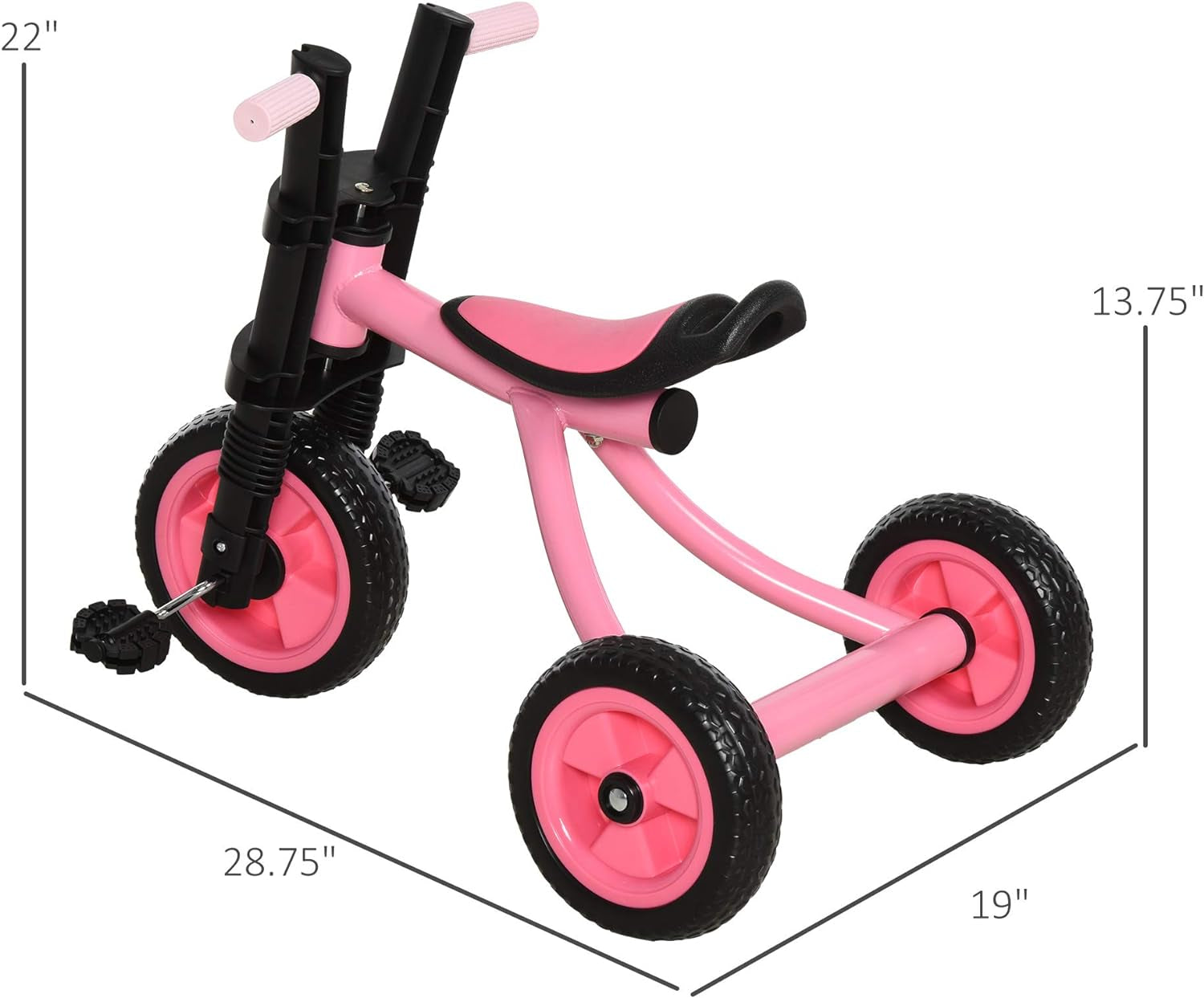 3 Wheel Kids Tricycle Toddler Walking Trikes with Adjustable Seat for 3-6 Years Old Boys & Girls Pink