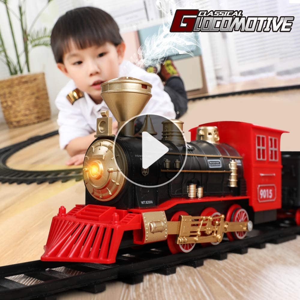 Electric Christmas Train Toy Set Car Railway Tracks Steam Locomotive Engine Diecast Model Educational Game Boy Toys for Children