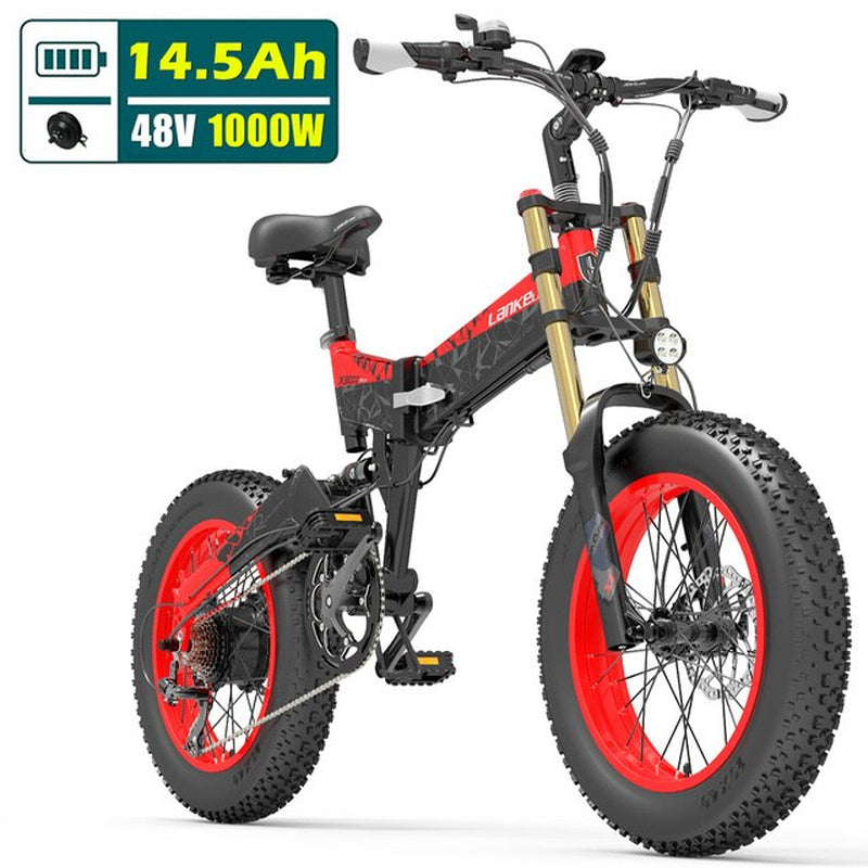 20 Inch 4.0 Fat Tire Snow Bike, Folding Mountain Bike, 1000W Motor, Pedal Assist Bicycle, Upgraded Front Fork,X3000Plus-Up