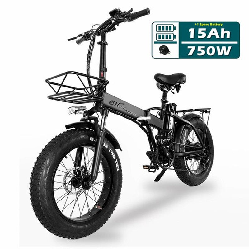 GW20 750W 20 Inch Electric Folding Bike, 4.0 Fat Tire, 48V Powerful Lithium Battery, Snow Bike, Power Assist Bicycle