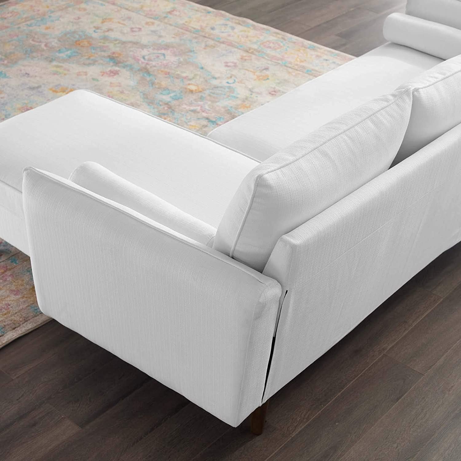 Revive Right or Left Sectional Modern Upholstered Fabric Sofa Couch, White