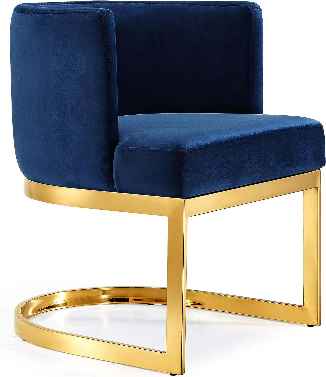 Gianna Collection Modern | Contemporary Velvet Upholstered Dining Chair with Polished Gold Metal Frame, 24" W X 22" D X 29.5" H, Navy