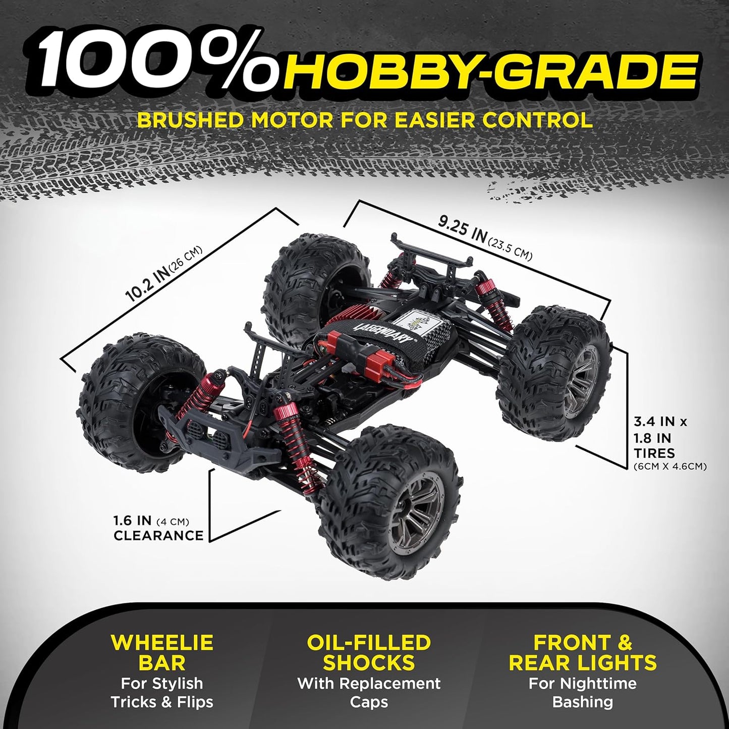 Remote Control Car, Hobby Grade RC Car 1:16 Scale Brushed Motor with Two Batteries, 4X4 Off-Road Waterproof RC Truck, Fast RC Cars for Adults, RC Cars, Remote Control Truck