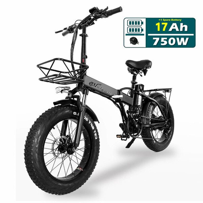 GW20 750W 20 Inch Electric Folding Bike, 4.0 Fat Tire, 48V Powerful Lithium Battery, Snow Bike, Power Assist Bicycle