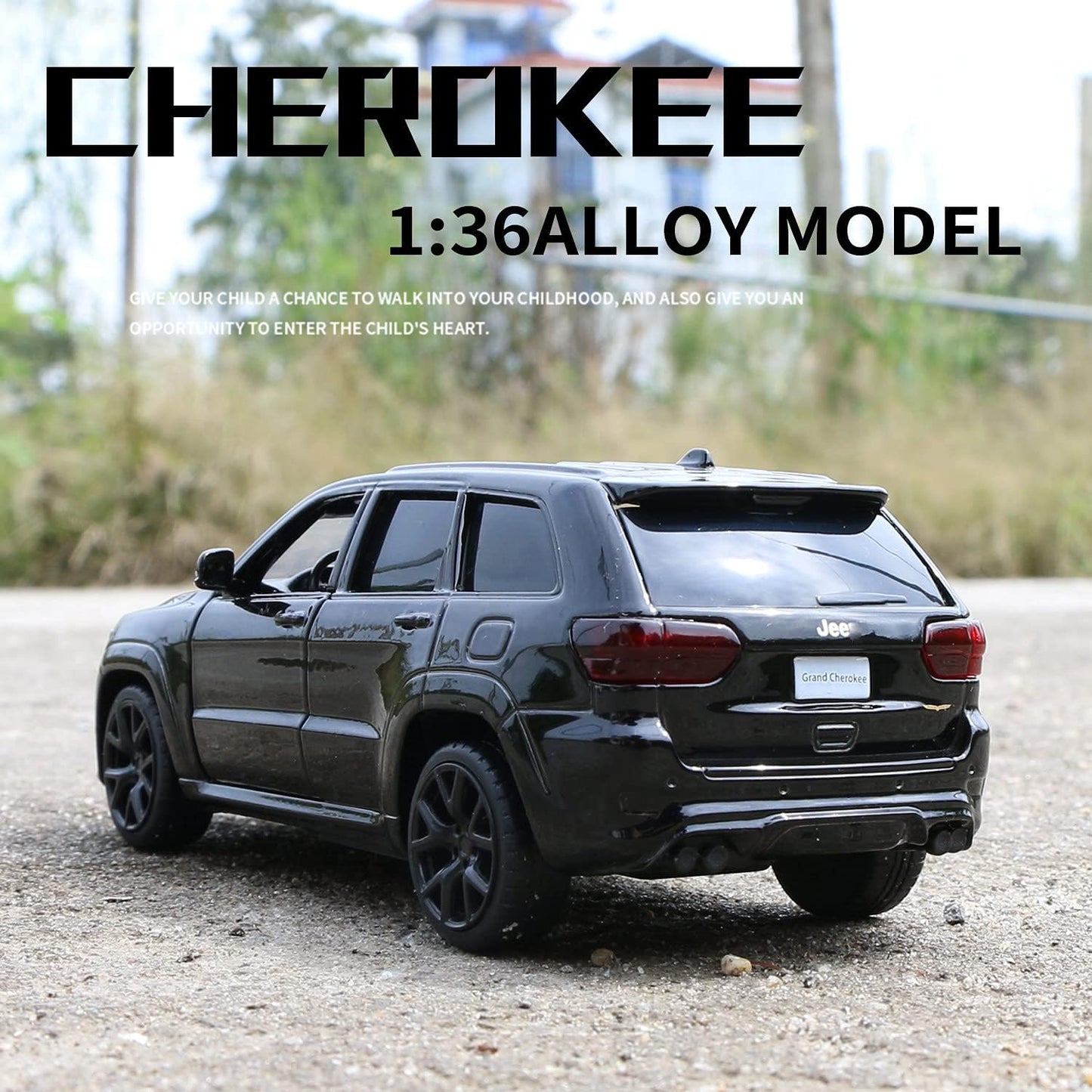 1/36 Scale for Grand Cherokee Trackhawk SUV Car Model Off-Road Diecast Toy Vehicle Zinc Alloy Metal Pull Back Powered Vehicles Mode for Kids,Adult,Boyfriend Gift(Balck)