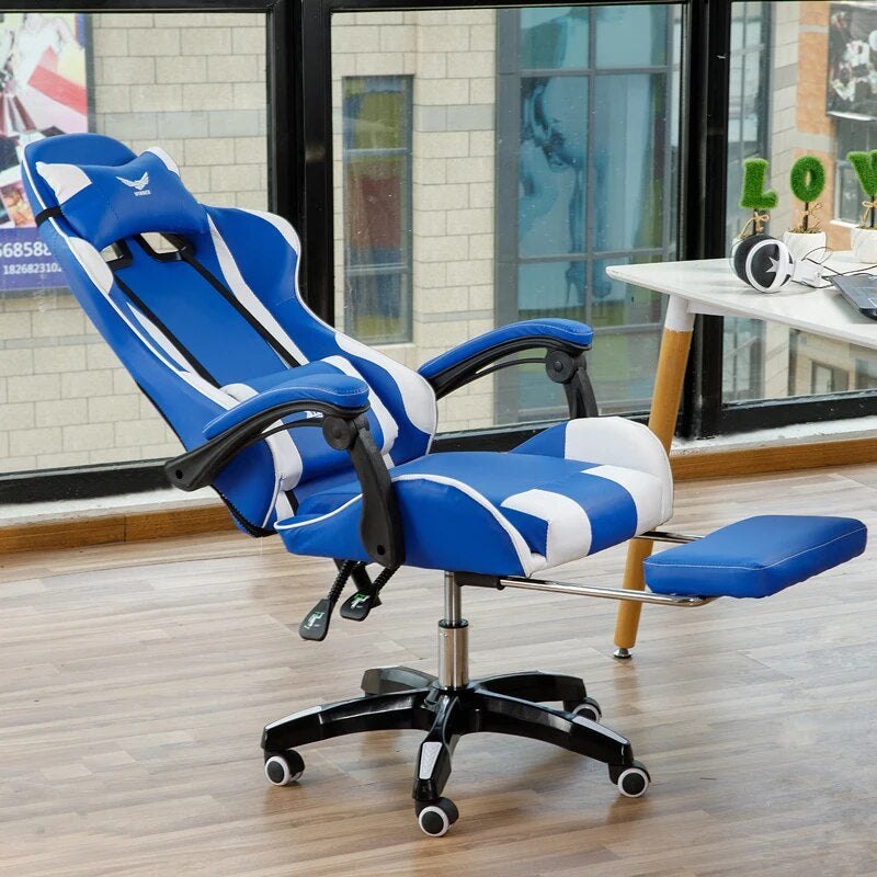 Reclining Office Chair with Footrest Lifted Rotated E-Sports Gaming Chair Household Multi-Function Computer Chair with Massage