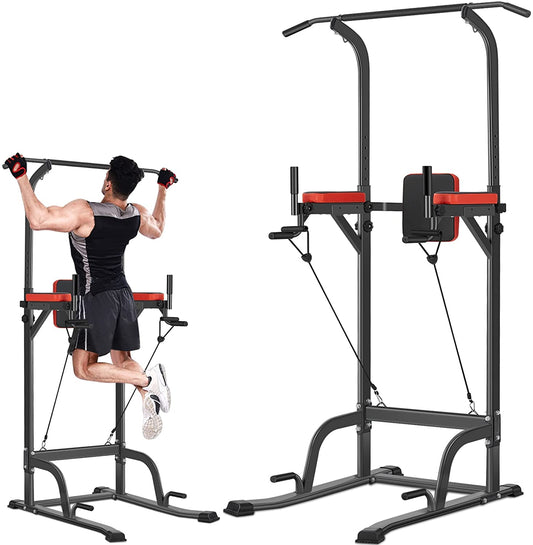 Power Tower Pull up Workout Dip Station Adjustable Dip Stands Multi-Function Home Gym Strength Training Fitness Equipment