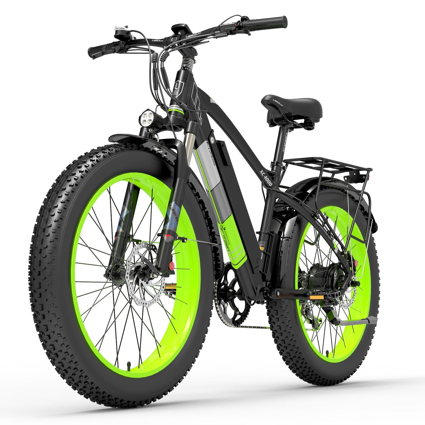 XC4000 26'' Fat Bike 7 Speed 48V 1000W Electric Bike 5 PAS Mountain Bike Snow Bike Top Brand Derailleur