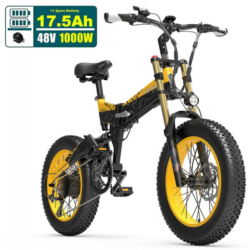 20 Inch 4.0 Fat Tire Snow Bike, Folding Mountain Bike, 1000W Motor, Pedal Assist Bicycle, Upgraded Front Fork,X3000Plus-Up