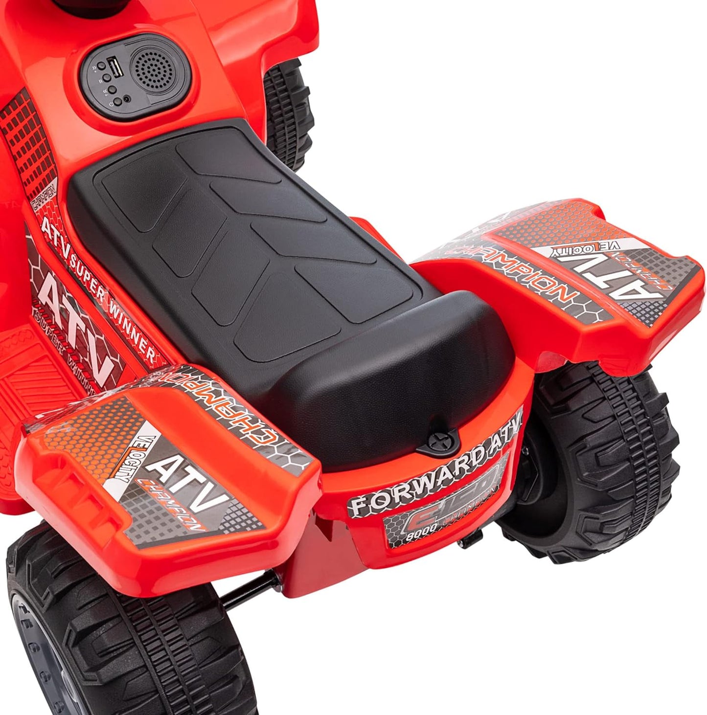 Kids Ride-On ATV Four Wheeler Car 6V Battery Powered Motorcycle with Music for 18-36 Months, Red