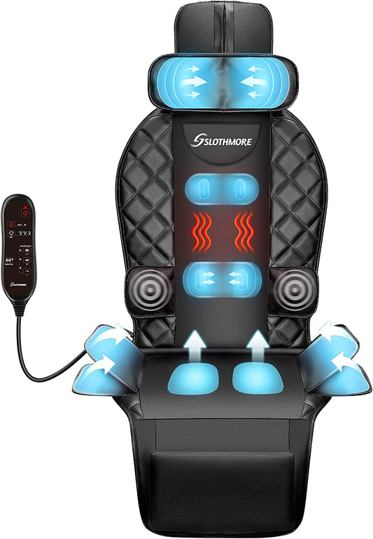 Back Massager with Heat & Compress,Vibrating Massage Seat Cushion for Home or Office Chair Use,Electric Body Massager Helps Relieve Stress and Fatigue for Neck,Back and Hips