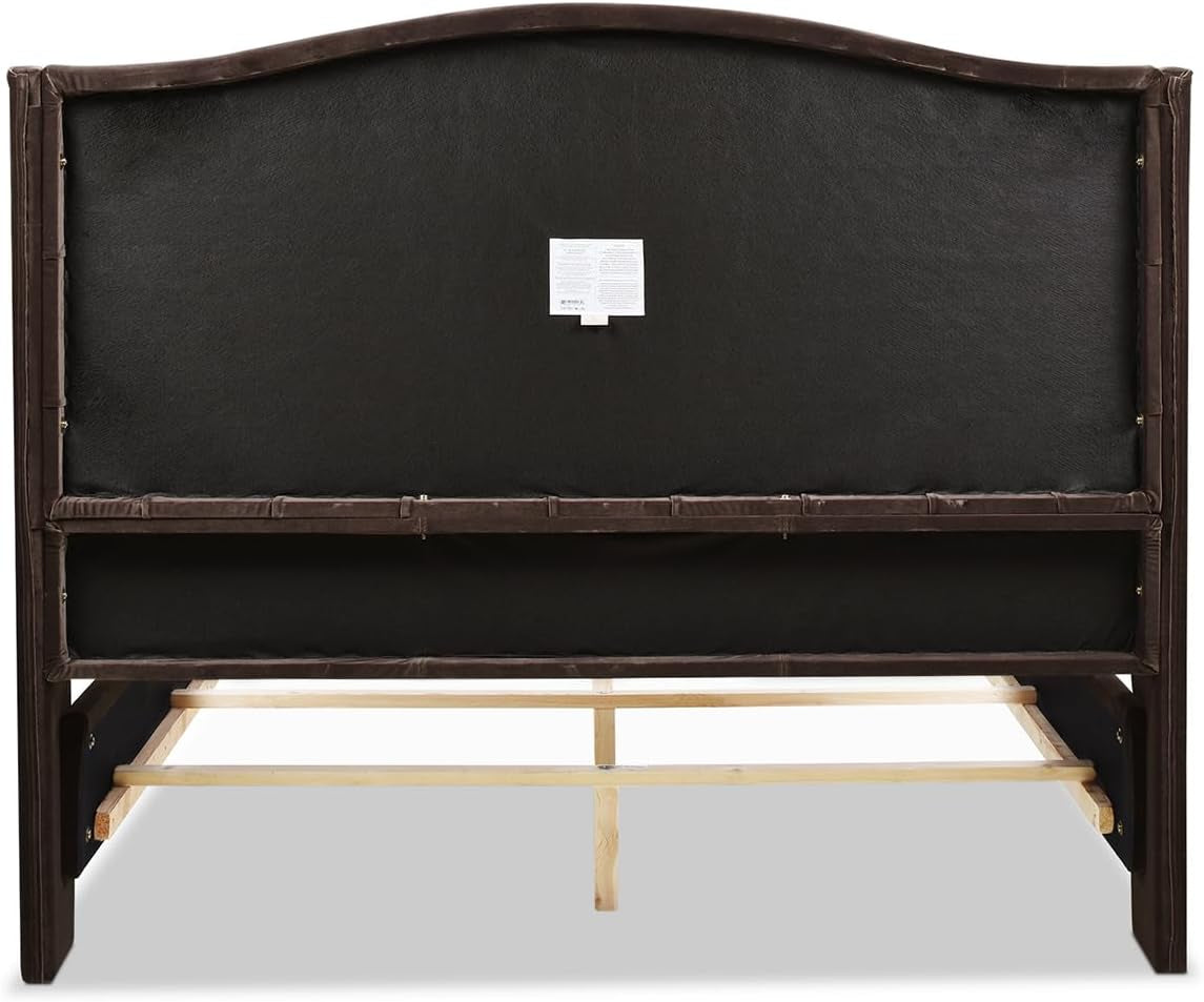 Anastasia Upholstered Shelter Headboard Bed Set, Queen, Deep Brown Performance Velvet