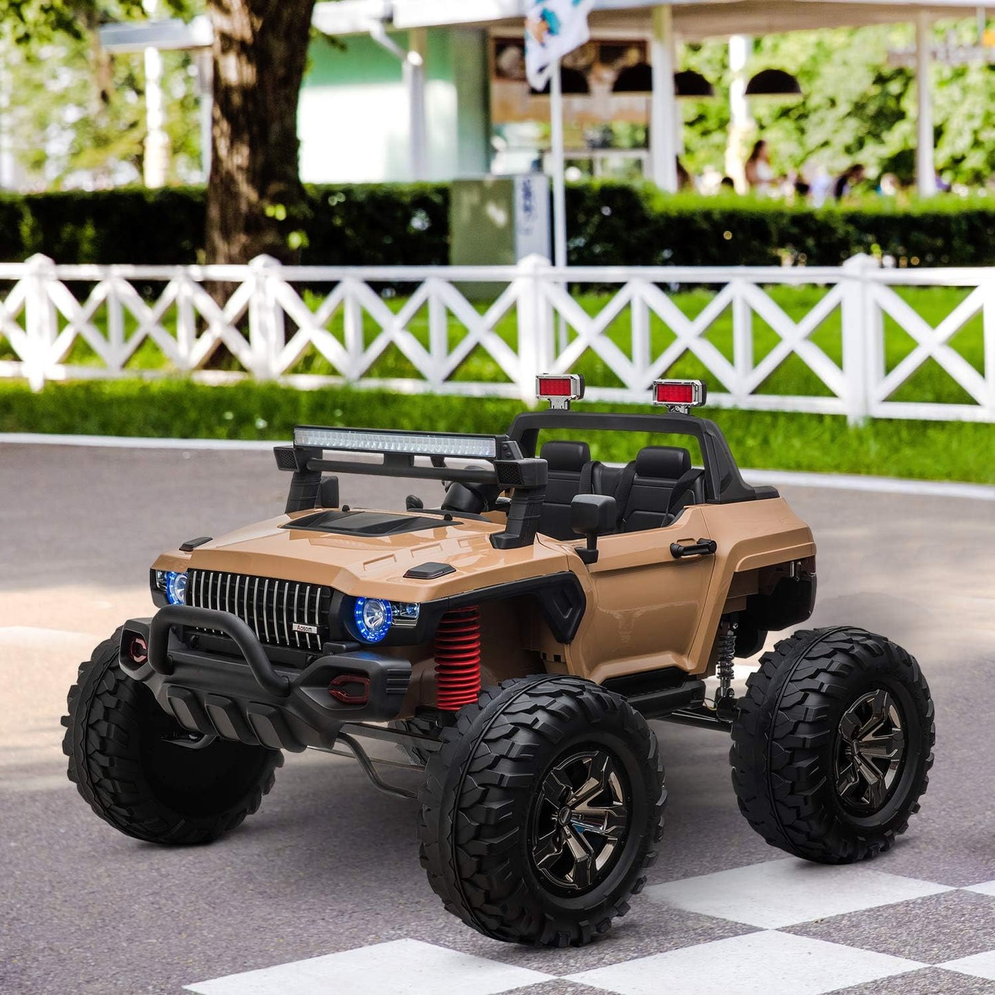 Kids Ride on Car off Road Toy Truck SUV, 12V Electric Battery Powered with Remote Control, MP3 Function, Adjustable Speed, and Four Wheel Spring Suspension, Yellow