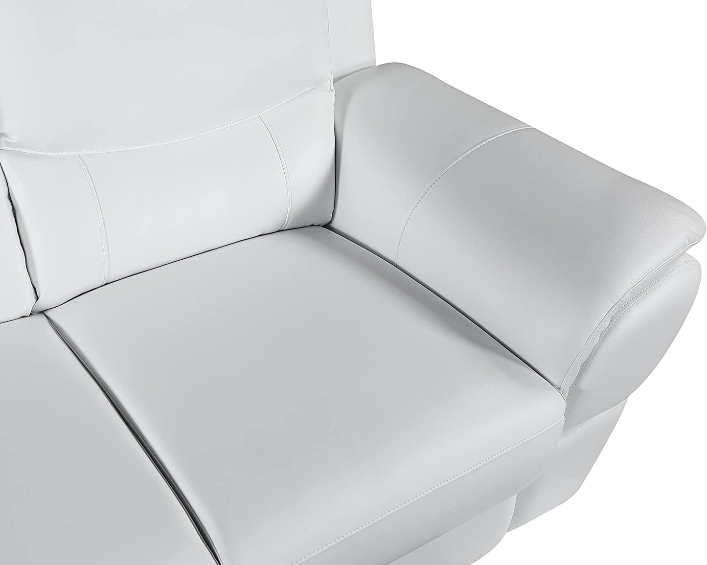 Binion Leather Match Upholstered Modern Living Room Loveseat, Sofa, White