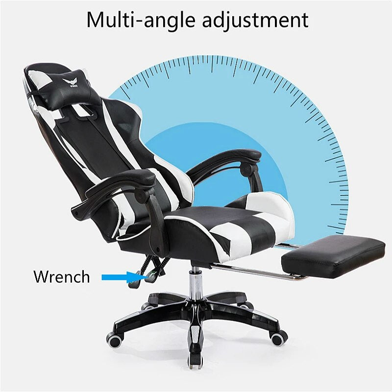 Reclining Office Chair with Footrest Lifted Rotated E-Sports Gaming Chair Household Multi-Function Computer Chair with Massage