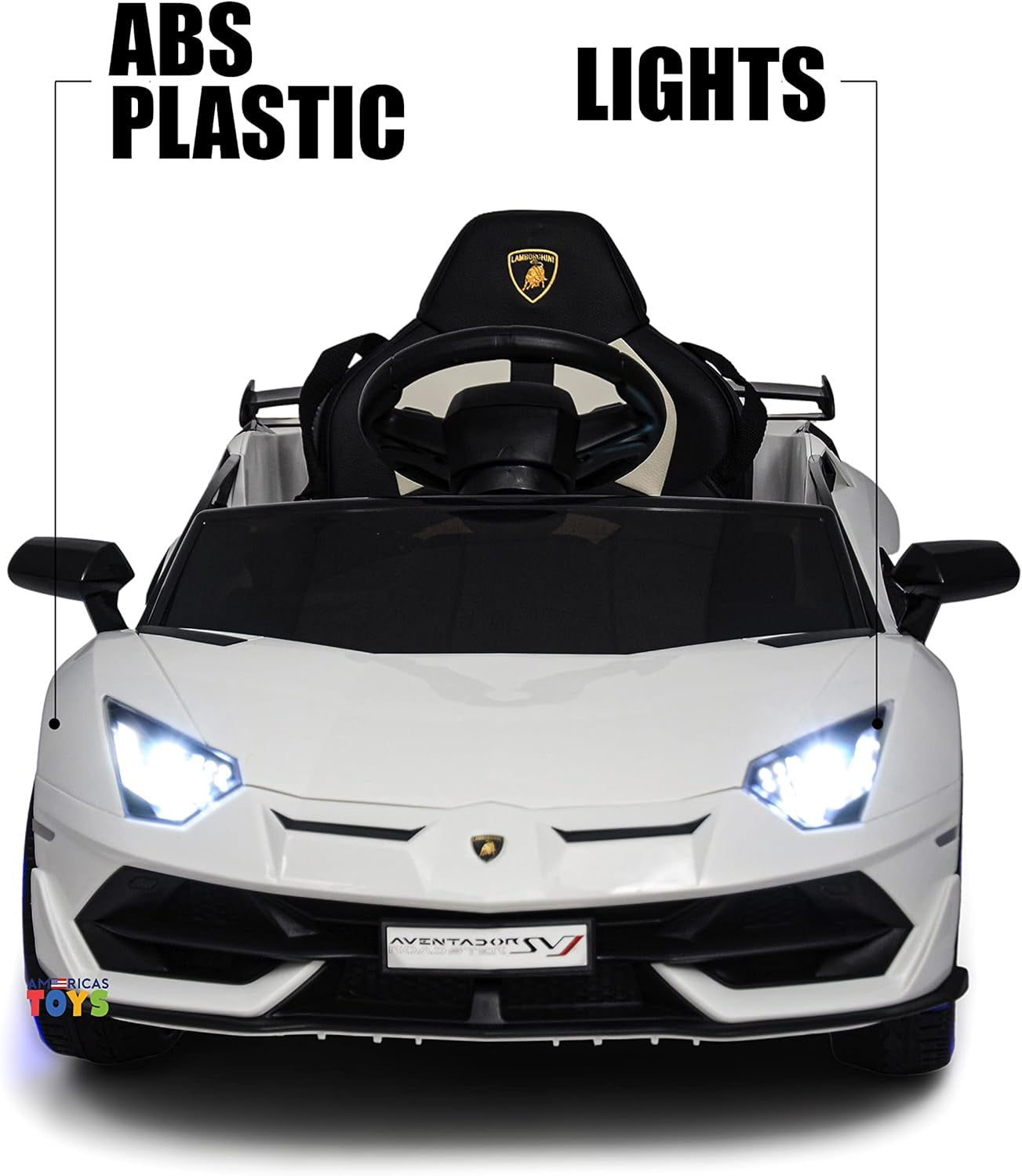 Ride on Toys - 12V Battery Operated Ride on Car with Remote Control –  Kids Electric Car with Butterfly Doors, Spoiler, Leather Seat, MP3 Music, Horn, Compatible with Lamborghini White