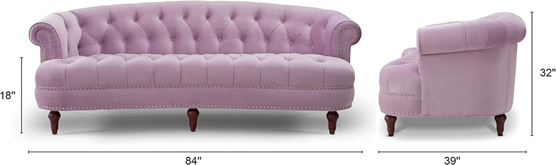 Sofa Ariana Victorian Chesterfield Tufted, Lavender Velvet