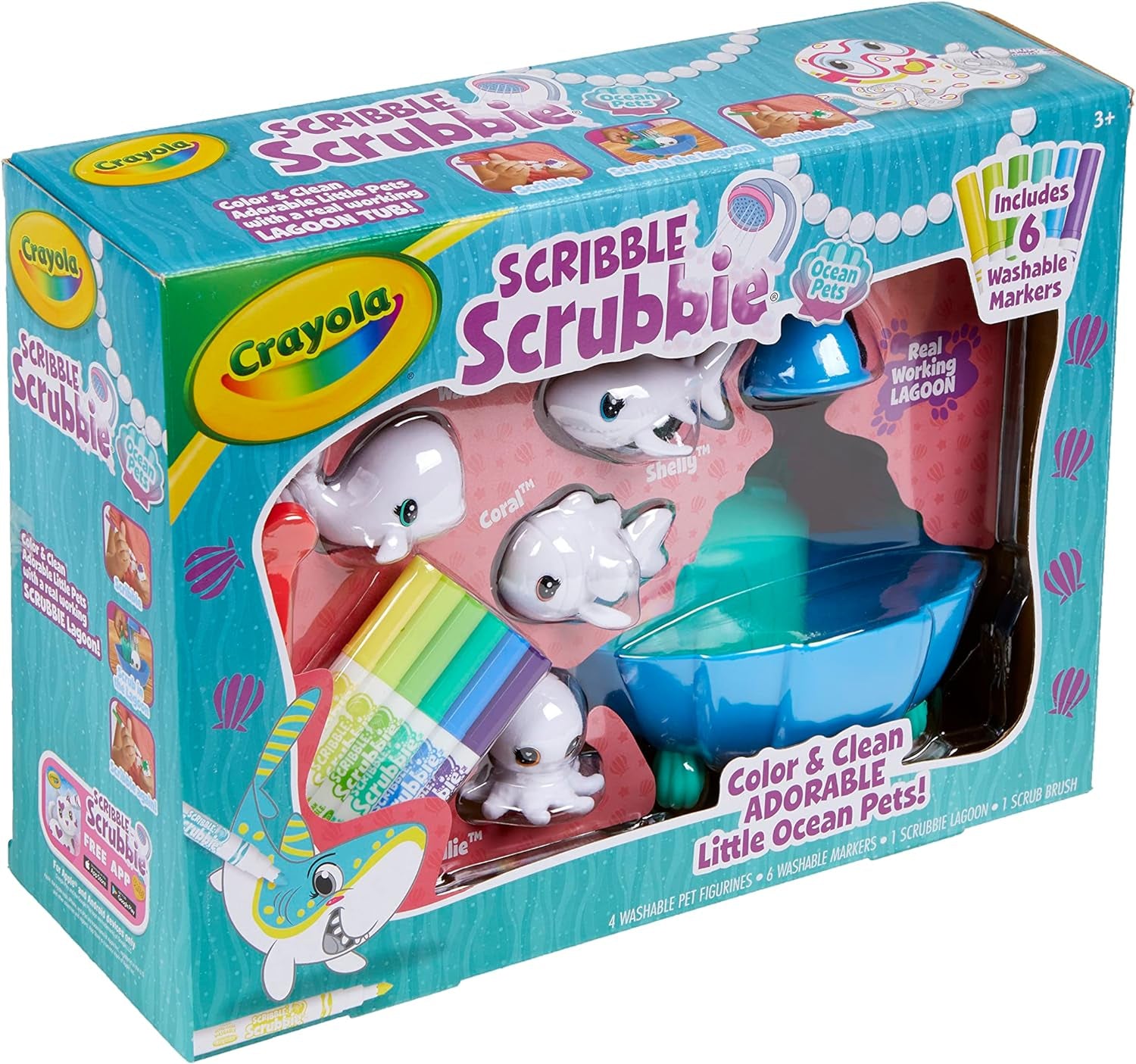 Scribble Scrubbie Pets Blue Lagoon Playset, Pet Toys for Girls & Boys, Gifts for Kids Ages 3+