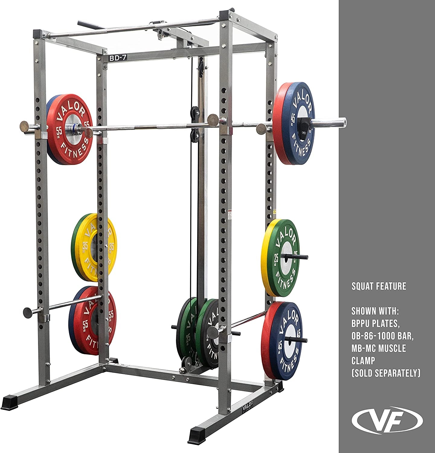 BD-7 Power Rack - Squat Rack and Bench Press Power Cage with LAT Pulldown Attachment and Other Workout Rack Bundle Options for a Complete Weightlifting Home Gym