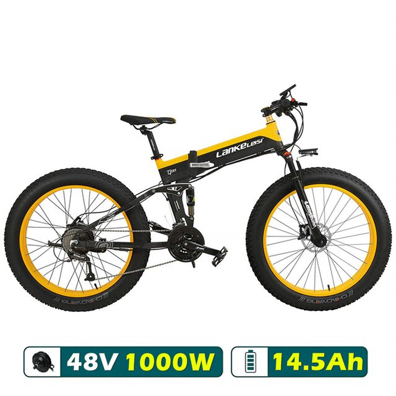 5-Level Pedal Assist Sensor Electric Bike Fat,Upgraded to Downhill Fork,1000W Motor Electric Snow Bike,Top Brand Li-Ion Battery