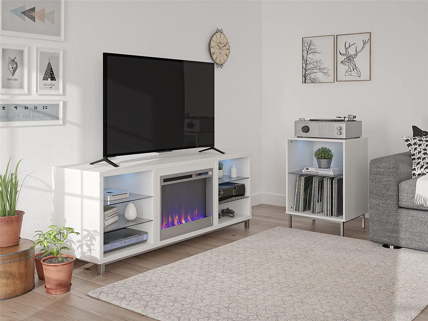 Lumina Fireplace TV Stand for Tvs up to 70", White