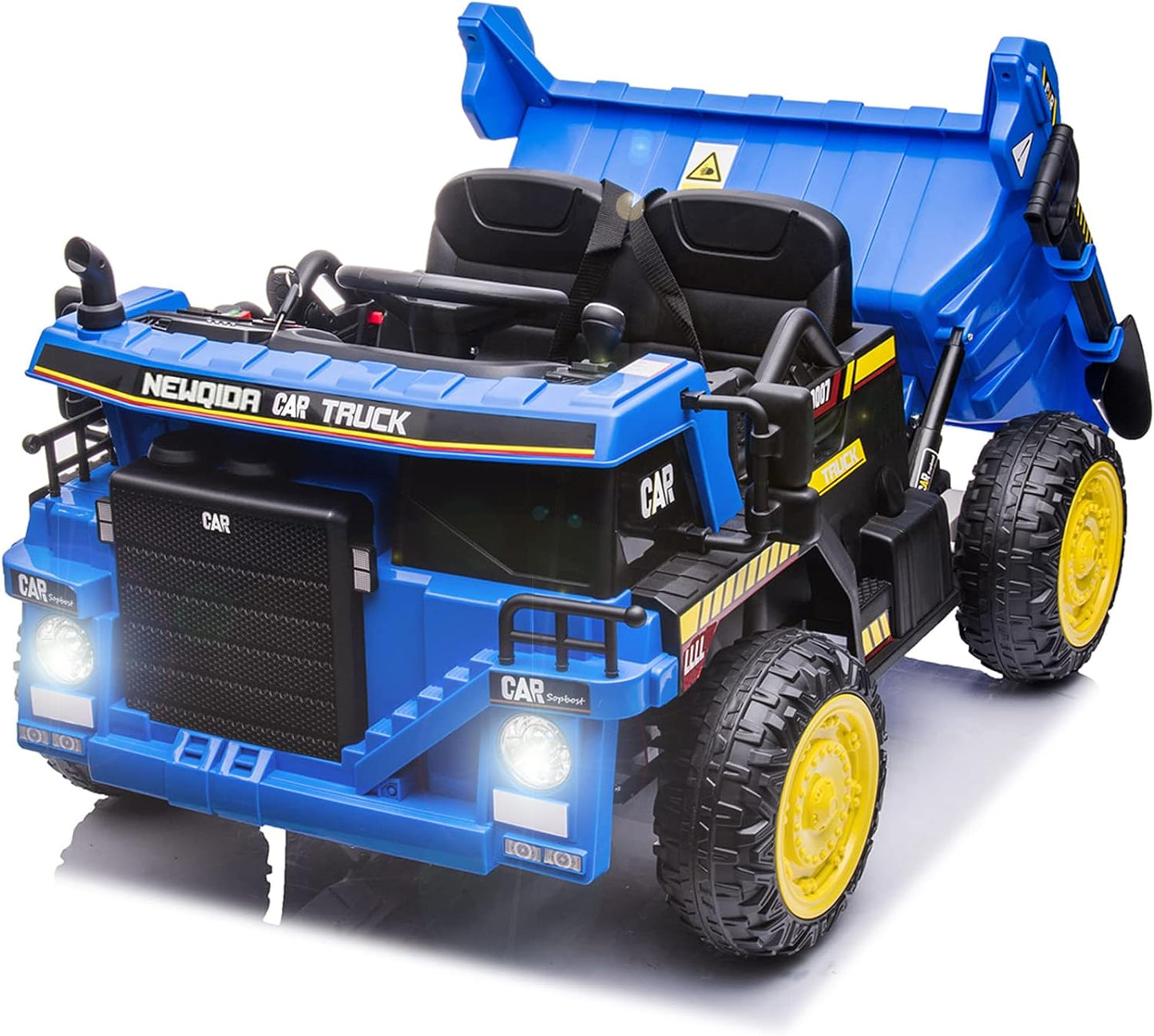 Dump Truck 12V Ride on Toys Ride on Truck Car with Remote Control for Kids Electric Construction Dump Truck with Dump Bed Kids Electric Power Vehicles Wheels for Boys Girls, Key Start, Blue