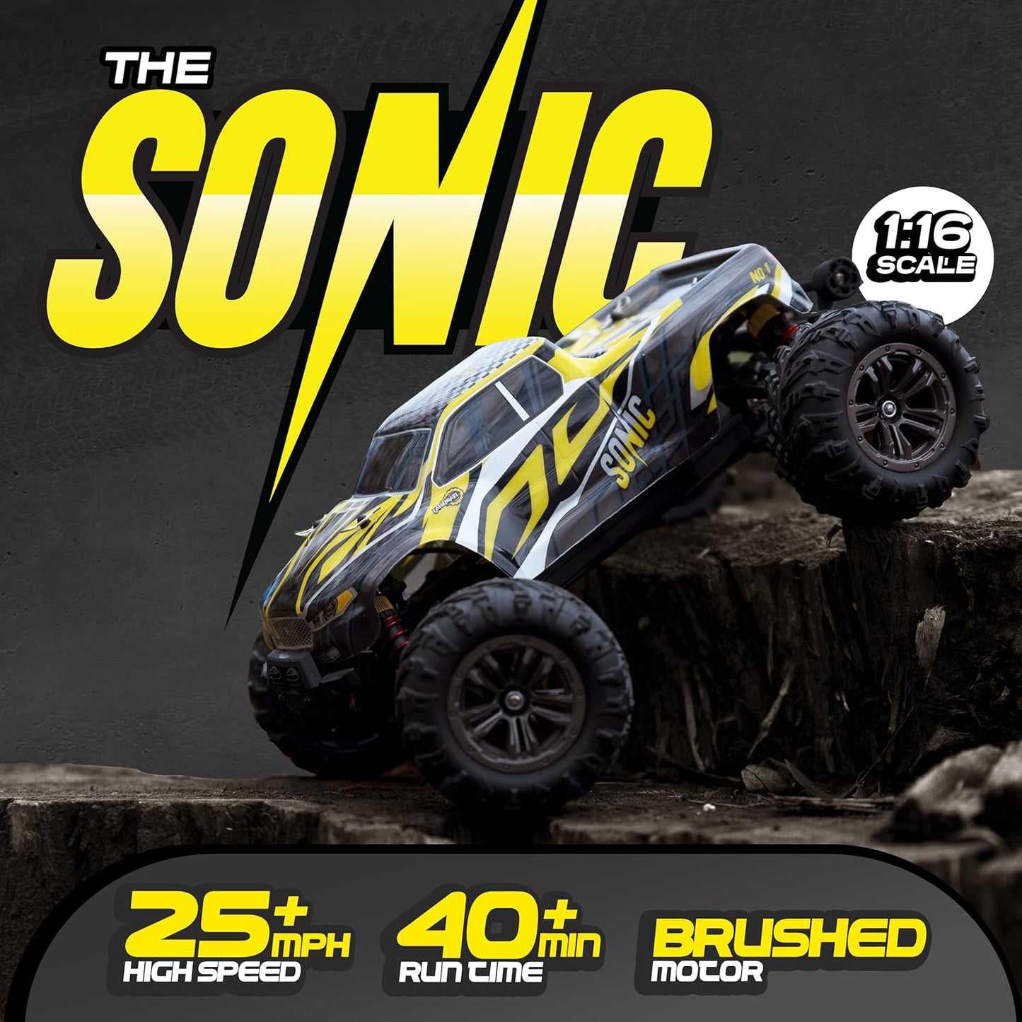 Remote Control Car, Hobby Grade RC Car 1:16 Scale Brushed Motor with Two Batteries, 4X4 Off-Road Waterproof RC Truck, Fast RC Cars for Adults, RC Cars, Remote Control Truck