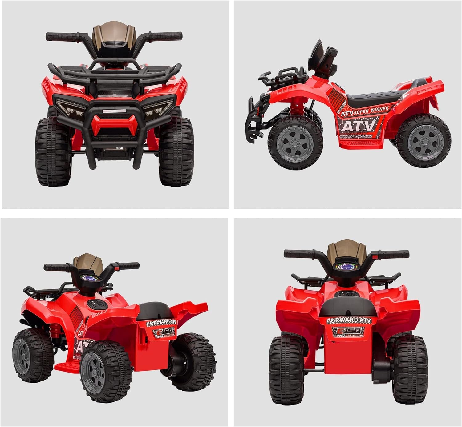 Kids Ride-On ATV Four Wheeler Car 6V Battery Powered Motorcycle with Music for 18-36 Months, Red