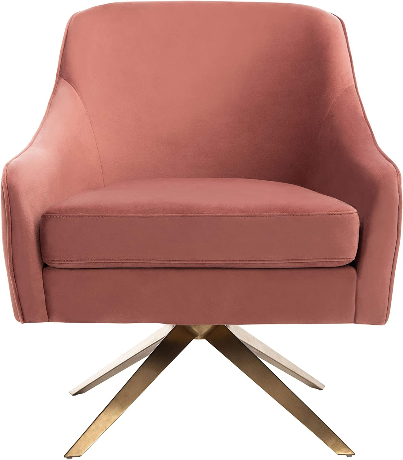 Couture Home Leyla Mid-Century Dusty Rose Velvet Swivel Accent Chair