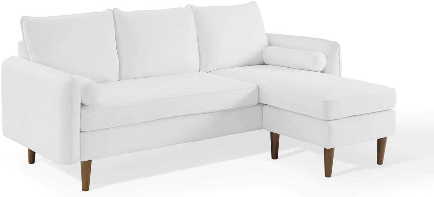 Revive Right or Left Sectional Modern Upholstered Fabric Sofa Couch, White