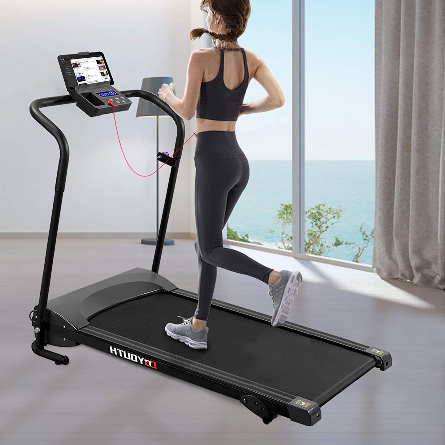 Folding Treadmill for Home, 2.25HP Workout Running Machine, Portable Compact Treadmills with 3 Levels Manual Incline, 12 Preset Programs Max Speed 7.5 MPH Fitness Gym Machine