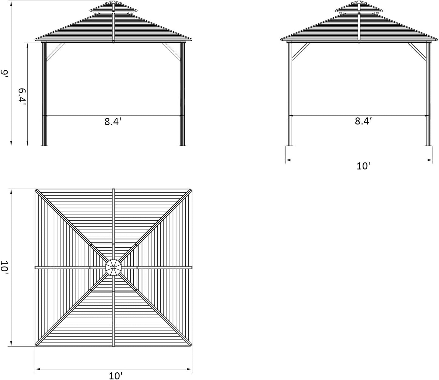 10' X 10' Hardtop Gazebo Canopy with Galvanized Steel Double Roof, Aluminum Frame, Permanent Pavilion Outdoor Gazebo with Netting and Curtains for Patio, Garden, Backyard, Brown