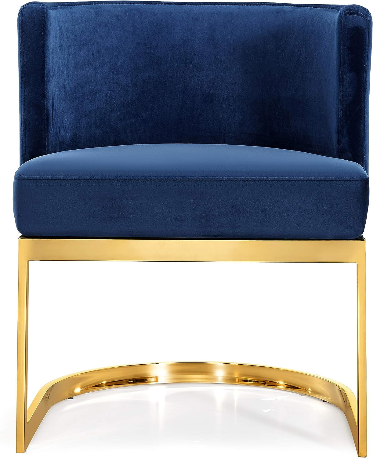 Gianna Collection Modern | Contemporary Velvet Upholstered Dining Chair with Polished Gold Metal Frame, 24" W X 22" D X 29.5" H, Navy