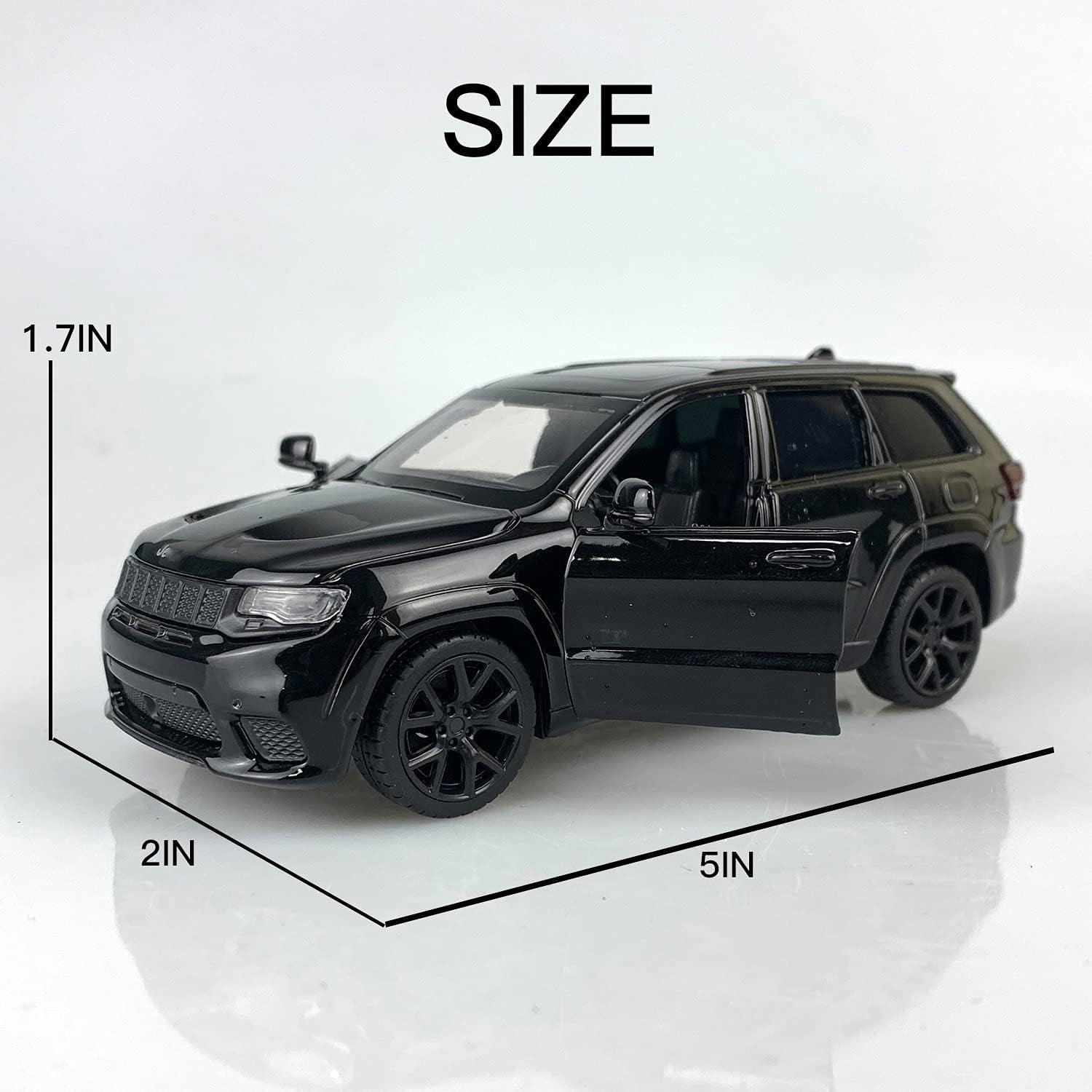 1/36 Scale for Grand Cherokee Trackhawk SUV Car Model Off-Road Diecast Toy Vehicle Zinc Alloy Metal Pull Back Powered Vehicles Mode for Kids,Adult,Boyfriend Gift(Balck)