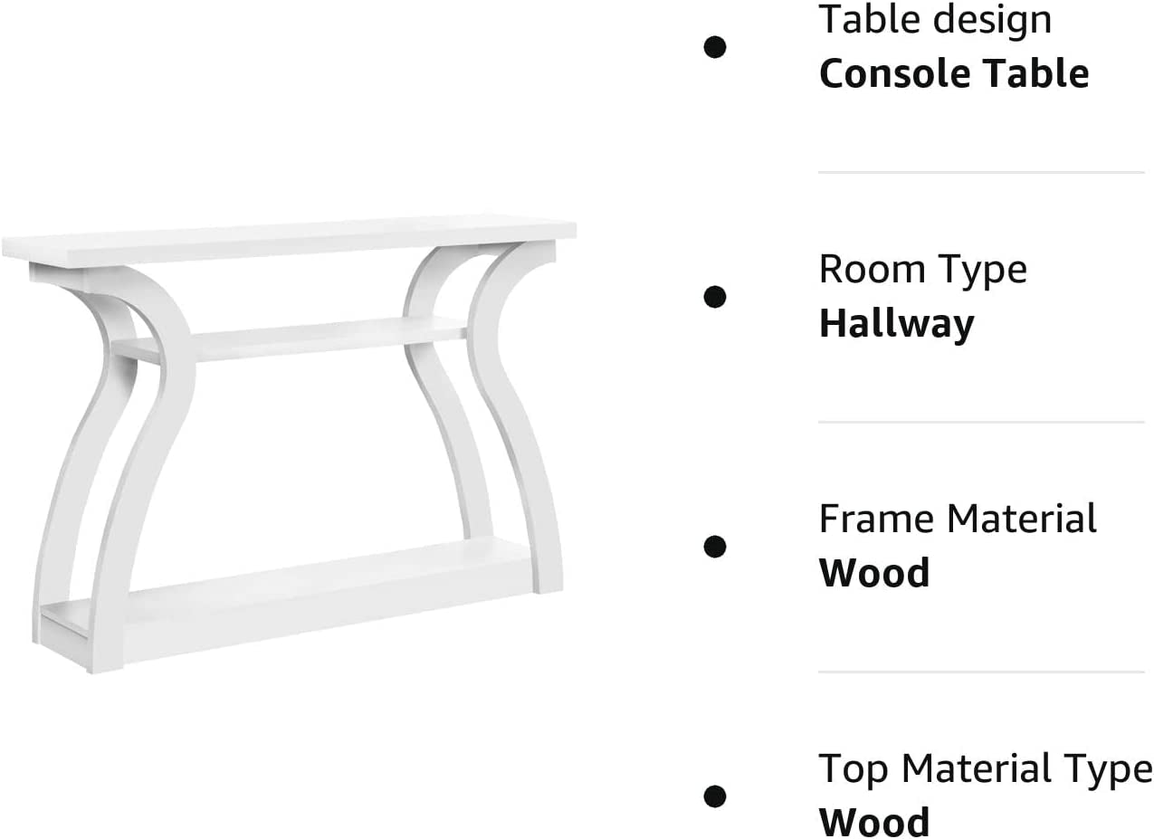 Home Entryway Sleek Stylish 47 Inch Long Large Surface Area Wood Look Accent Console Table, (White, 1.5 in X 47.25 in X 32 In)