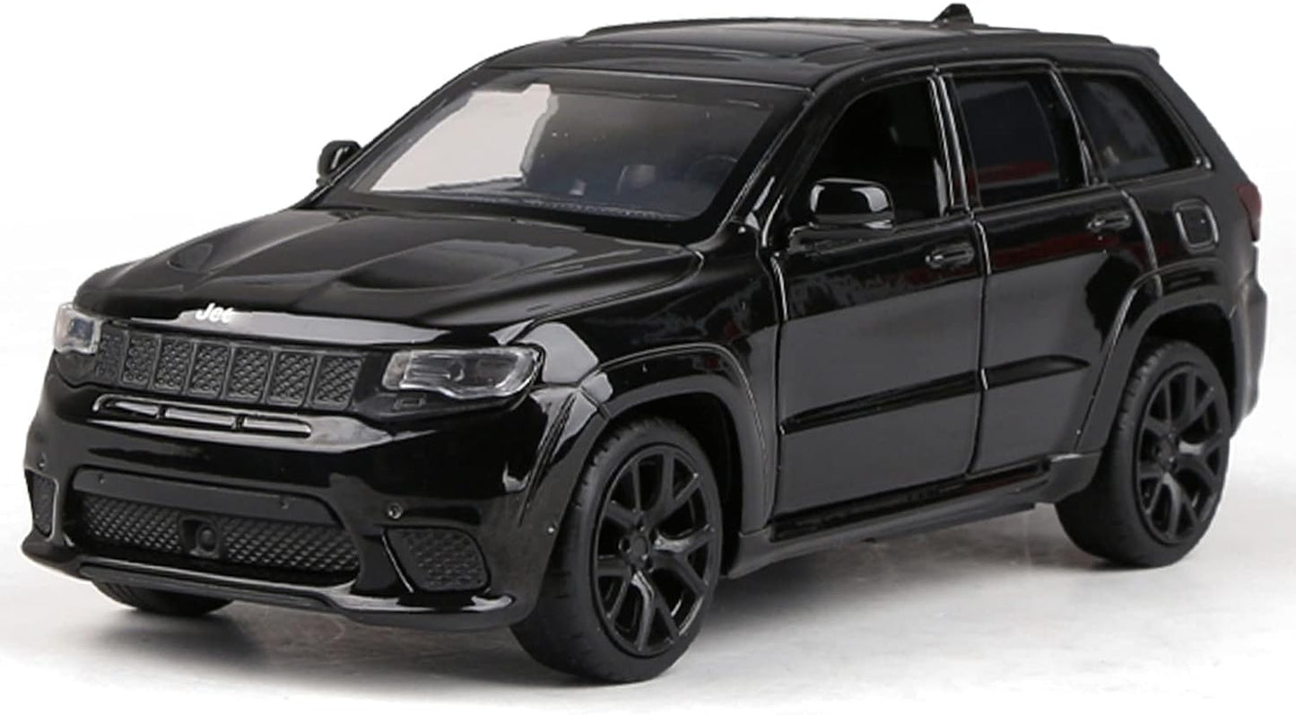 1/36 Scale for Grand Cherokee Trackhawk SUV Car Model Off-Road Diecast Toy Vehicle Zinc Alloy Metal Pull Back Powered Vehicles Mode for Kids,Adult,Boyfriend Gift(Balck)