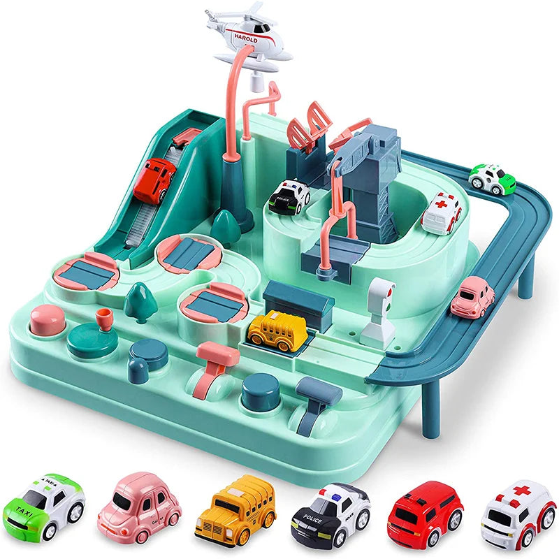 Racing Rail Car Model Racing Educational Toys Children Track Car Adventure Game Brain Game Mechanical Interactive Train Toy