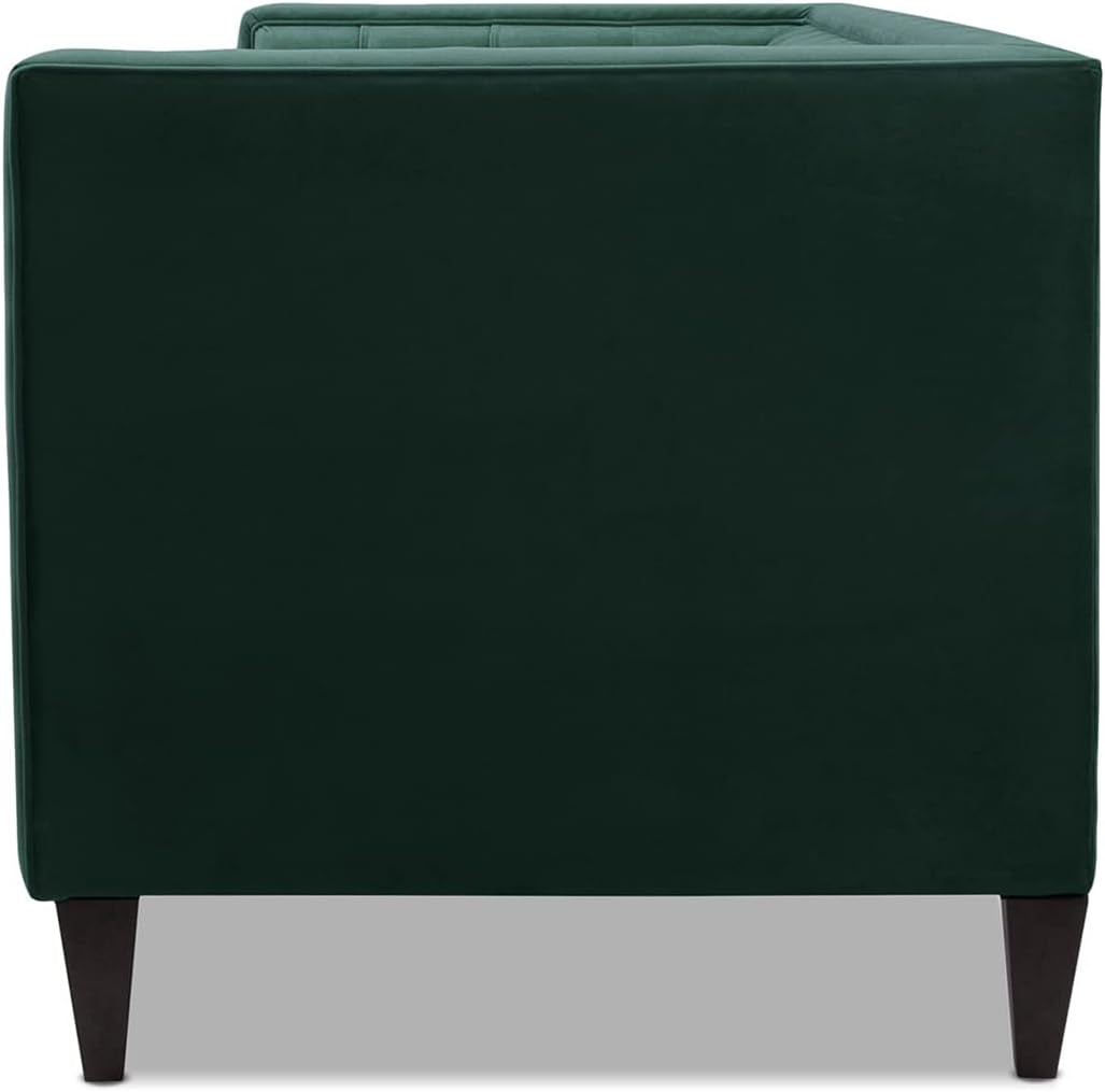 Jack 84" Modern Tuxedo Tufted Sofa, Hunter Green Performance Velvet