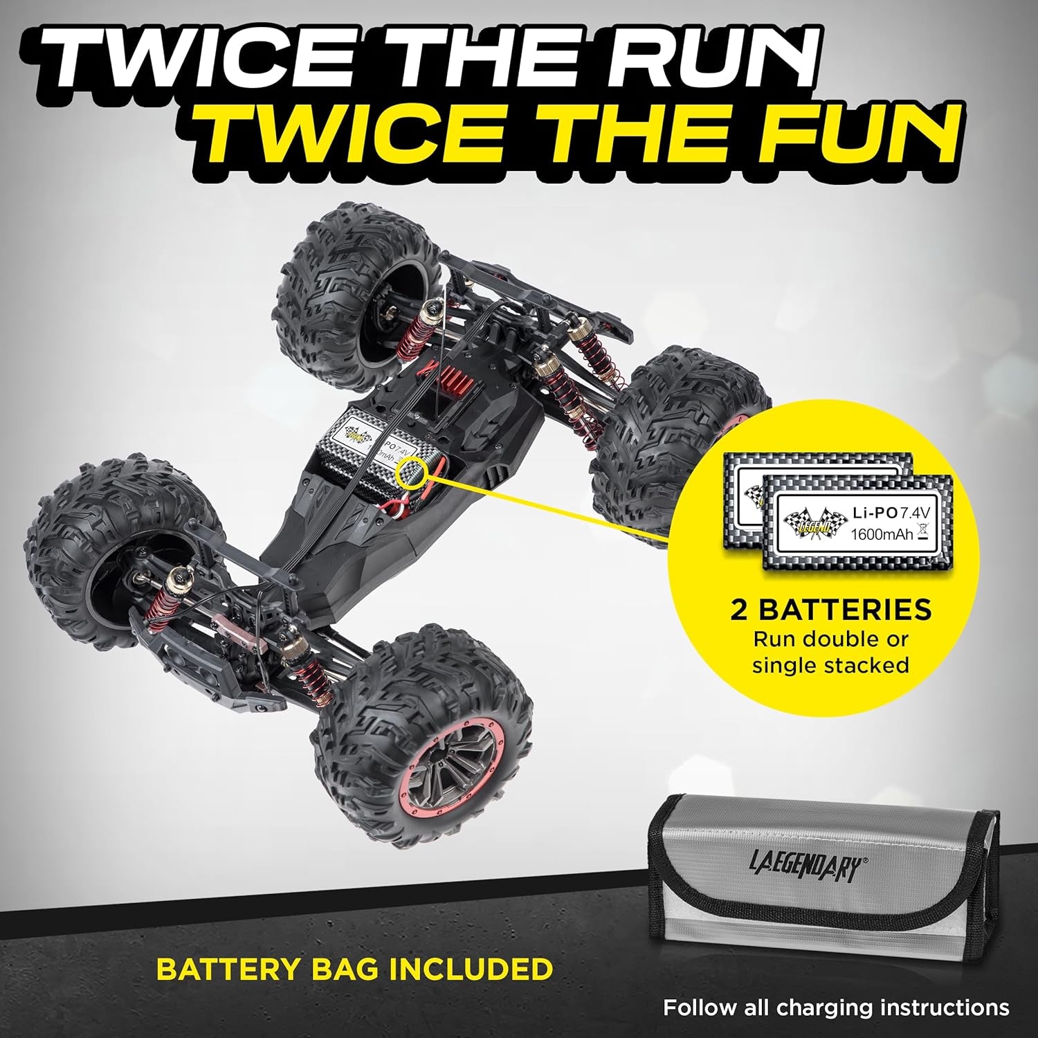 Remote Control Car, Hobby Grade RC Car 1:10 Scale Brushed Motor with Two Batteries, 4X4 Off-Road Waterproof RC Truck, Fast RC Cars for Adults, RC Cars, Remote Control Truck