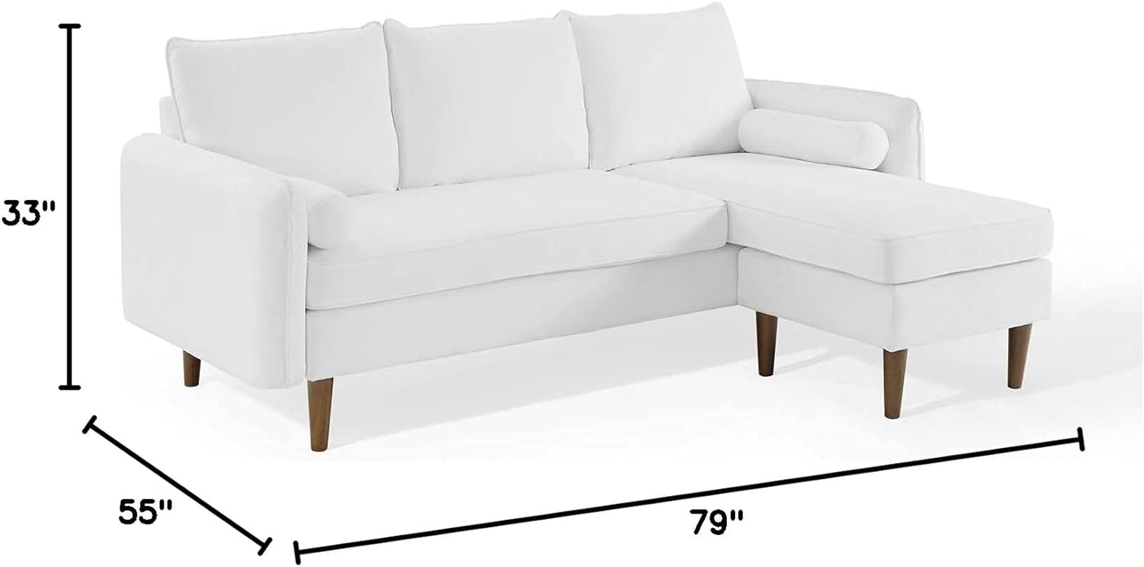 Revive Right or Left Sectional Modern Upholstered Fabric Sofa Couch, White