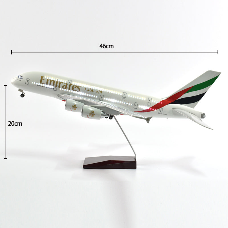 46Cm United Arab Emirates Airbus A380 Aircraft Airplane Model 1/160 Scale Diecast Resin Light and Wheel Plane Gift