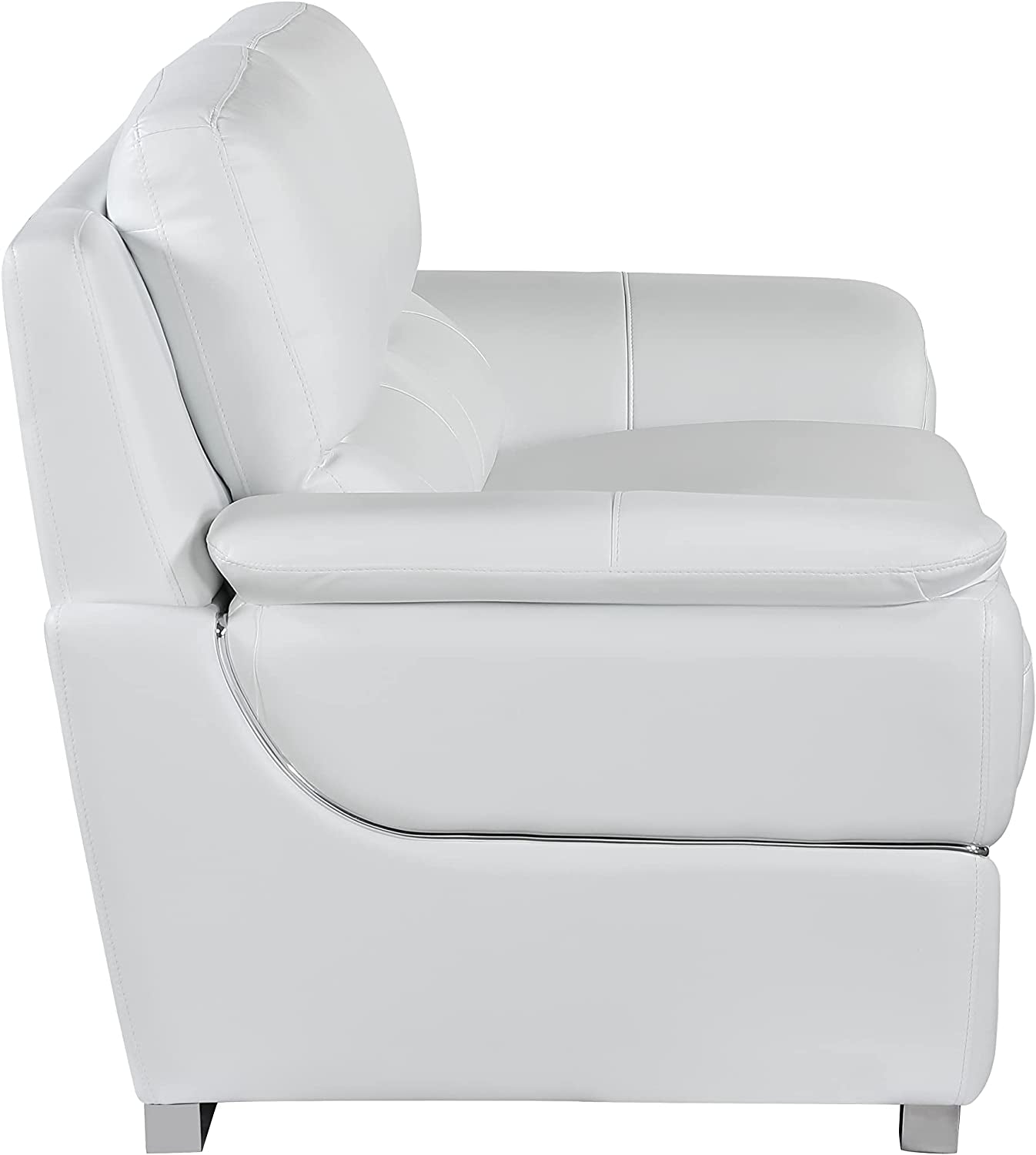 Binion Leather Match Upholstered Modern Living Room Loveseat, Sofa, White