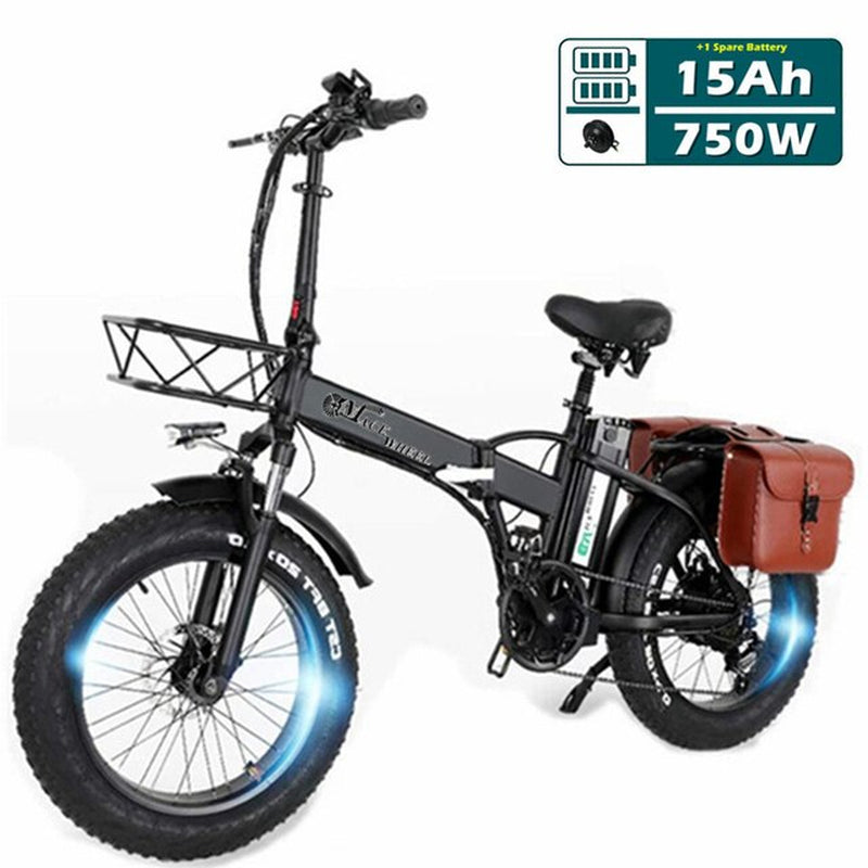 GW20 750W 20 Inch Electric Folding Bike, 4.0 Fat Tire, 48V Powerful Lithium Battery, Snow Bike, Power Assist Bicycle