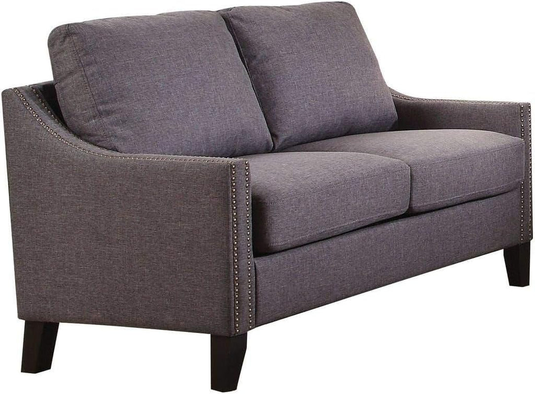 Acme Zapata Jr Linen Fabric Upholstered Sloped Arms Loveseat in Gray