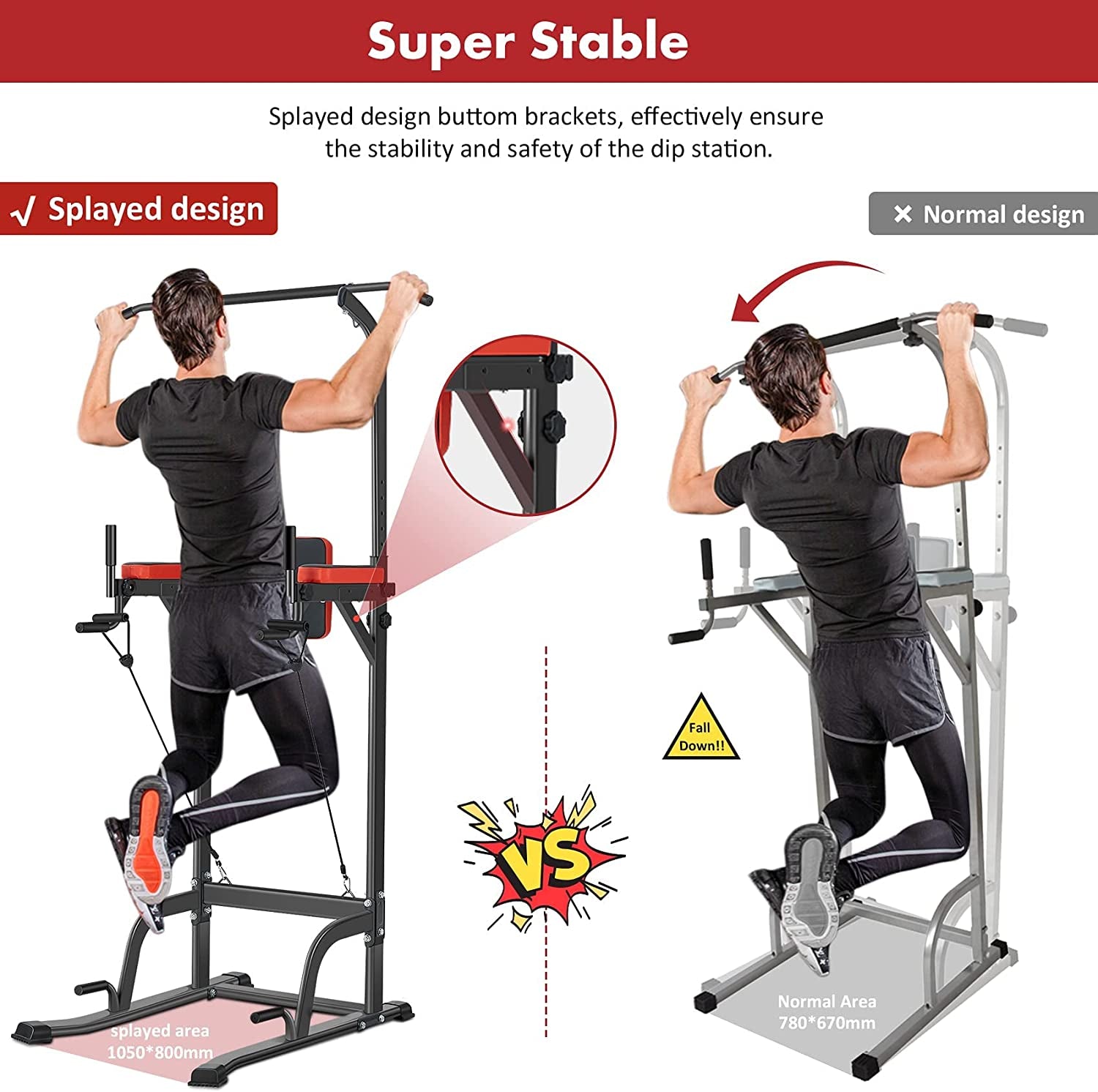 Power Tower Pull up Workout Dip Station Adjustable Dip Stands Multi-Function Home Gym Strength Training Fitness Equipment