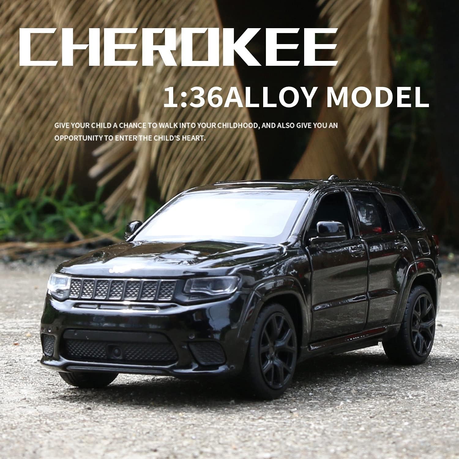 1/36 Scale for Grand Cherokee Trackhawk SUV Car Model Off-Road Diecast Toy Vehicle Zinc Alloy Metal Pull Back Powered Vehicles Mode for Kids,Adult,Boyfriend Gift(Balck)