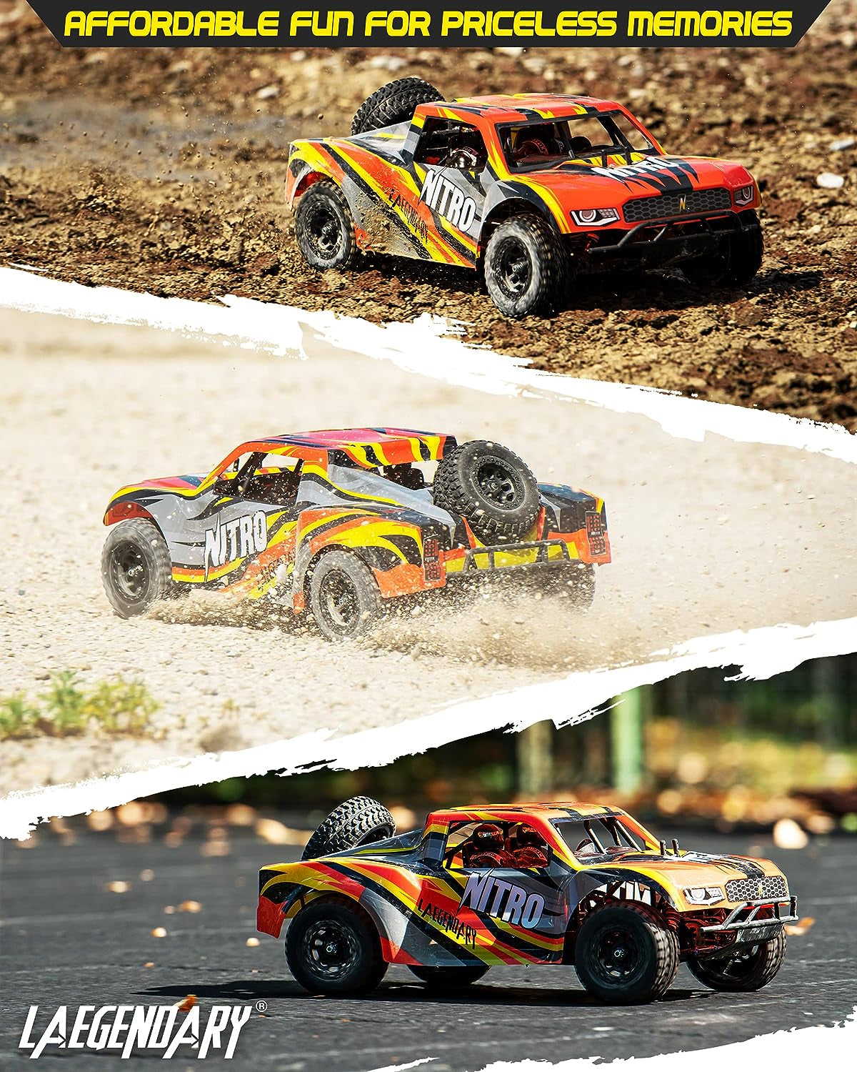 RC Cars - 4X4 Nitro Offroad Short Course RC Truck for Adults and Kids - Fast Speed, Waterproof, Electric, Hobby Grade Car - 1:8 Scale, Brushless, Orange