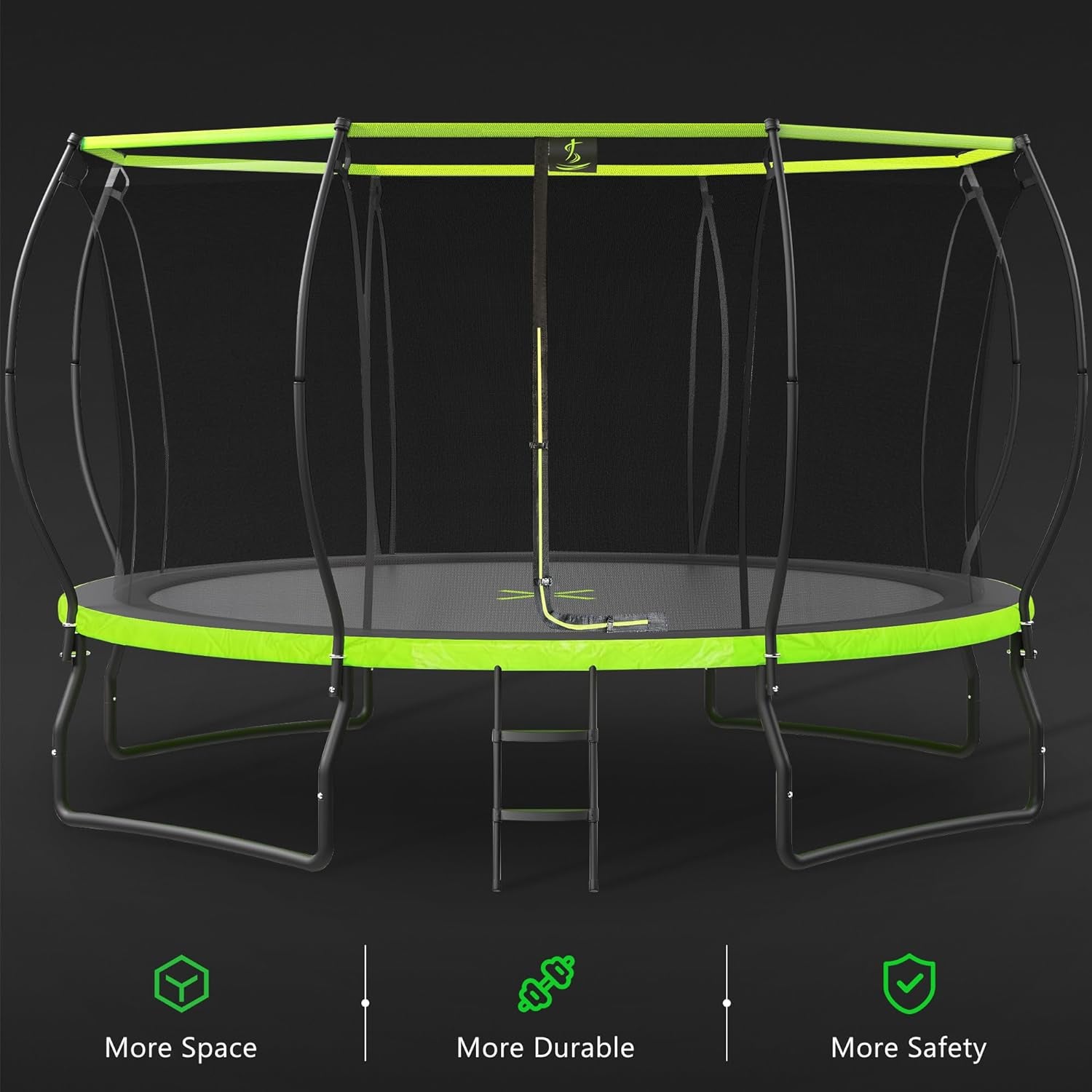 Trampoline 12FT 14FT 15FT 16FT Trampoline for Kids and Adults with Basketball Hoop, Enclosure Net & Wind Stakes, 1500LBS ASTM Approved Outdoor Recreational Trampolines