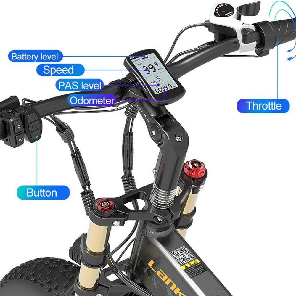 20 Inch 4.0 Fat Tire Snow Bike, Folding Mountain Bike, 1000W Motor, Pedal Assist Bicycle, Upgraded Front Fork,X3000Plus-Up