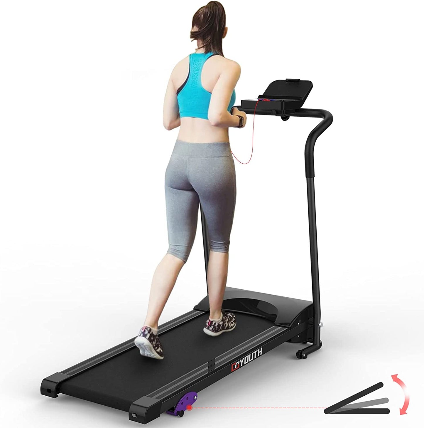 Folding Treadmill for Home, 2.25HP Workout Running Machine, Portable Compact Treadmills with 3 Levels Manual Incline, 12 Preset Programs Max Speed 7.5 MPH Fitness Gym Machine